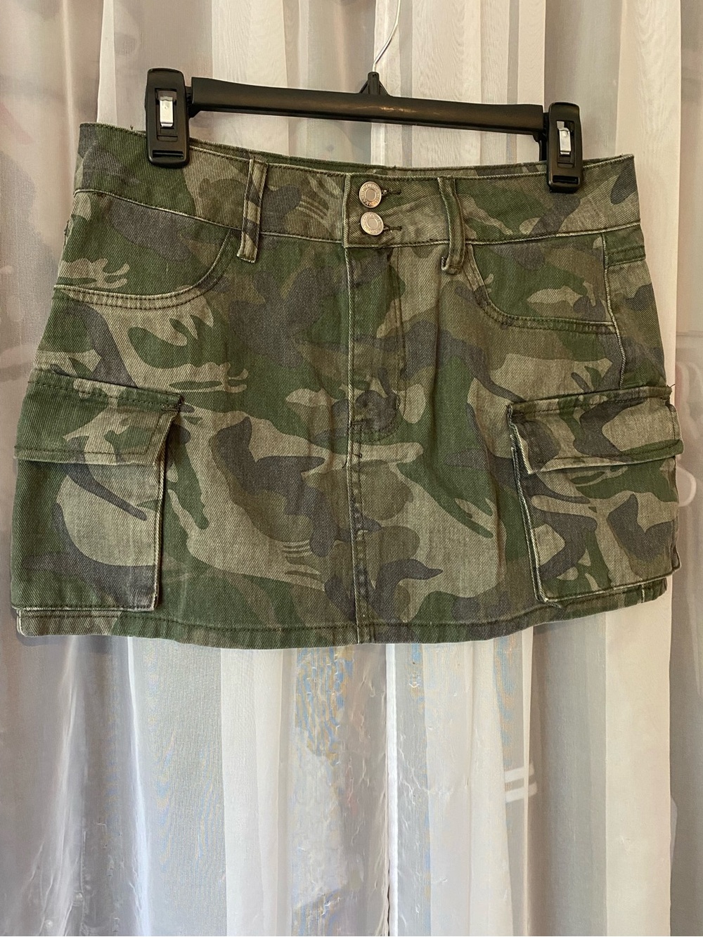 Camo Cargo Mini Skirt - Green